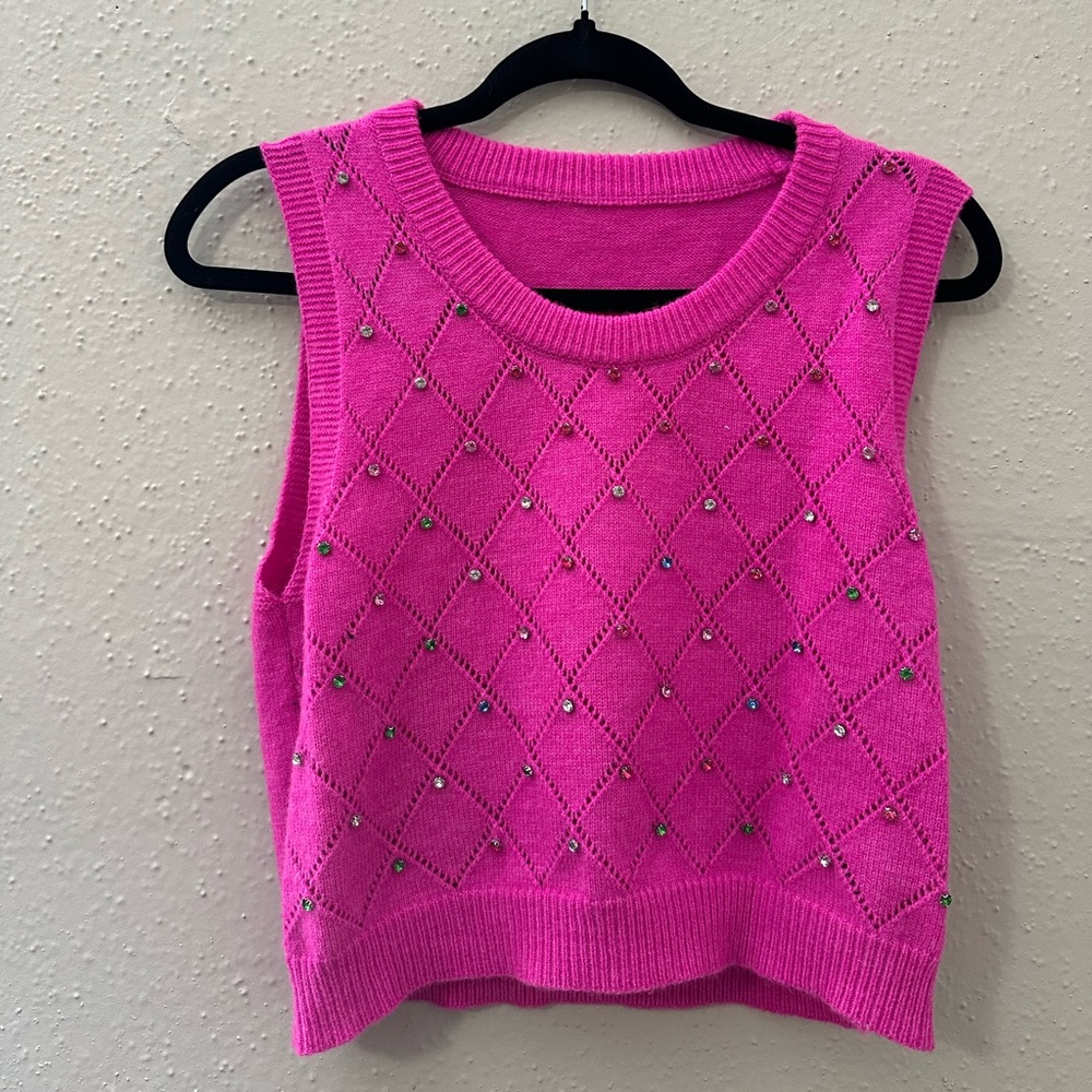 SHEIN Pink Sleeveless Knit Tank Top